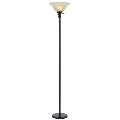 Cal Lighting 3-Way Torchiere Floor Lamp with Frosted Glass Shade in Dark Bronze