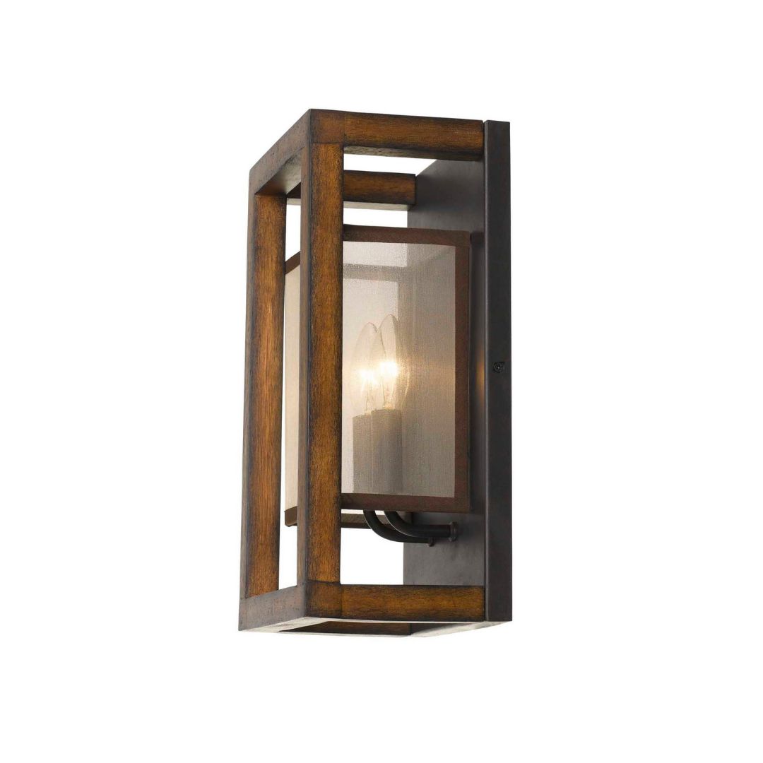 Cal Lighting 40W X 2 Rubber Wood Wall Sconce With Organza Shade (Edison Bulbs Not Included) 