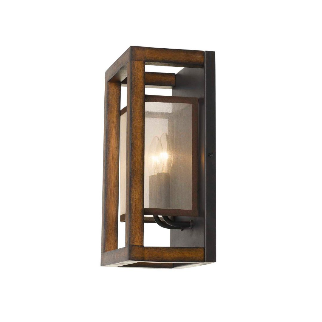 Cal Lighting 2-Light Rubber Wood Wall Sconce with Organza Shade