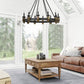 Cal Lighting Cruz 12-Light Metal and Wood Chandelier in Warm Bronze