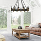 Cal Lighting Cruz 12-Light Metal and Wood Chandelier in Warm Bronze
