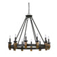 Cal Lighting Cruz 12-Light Metal and Wood Chandelier in Warm Bronze