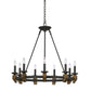 Cal Lighting Cruz 12-Light Metal and Wood Chandelier in Warm Bronze