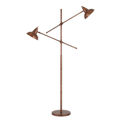 Cal Lighting 2-Light Canterbury Metal Adjustable Floor Lamp in Rust
