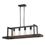 Cal Lighting Antonio 4-Light Wood Chandelier in Dark Bronze