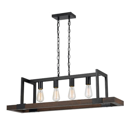 Cal Lighting Antonio 4-Light Wood Chandelier in Dark Bronze