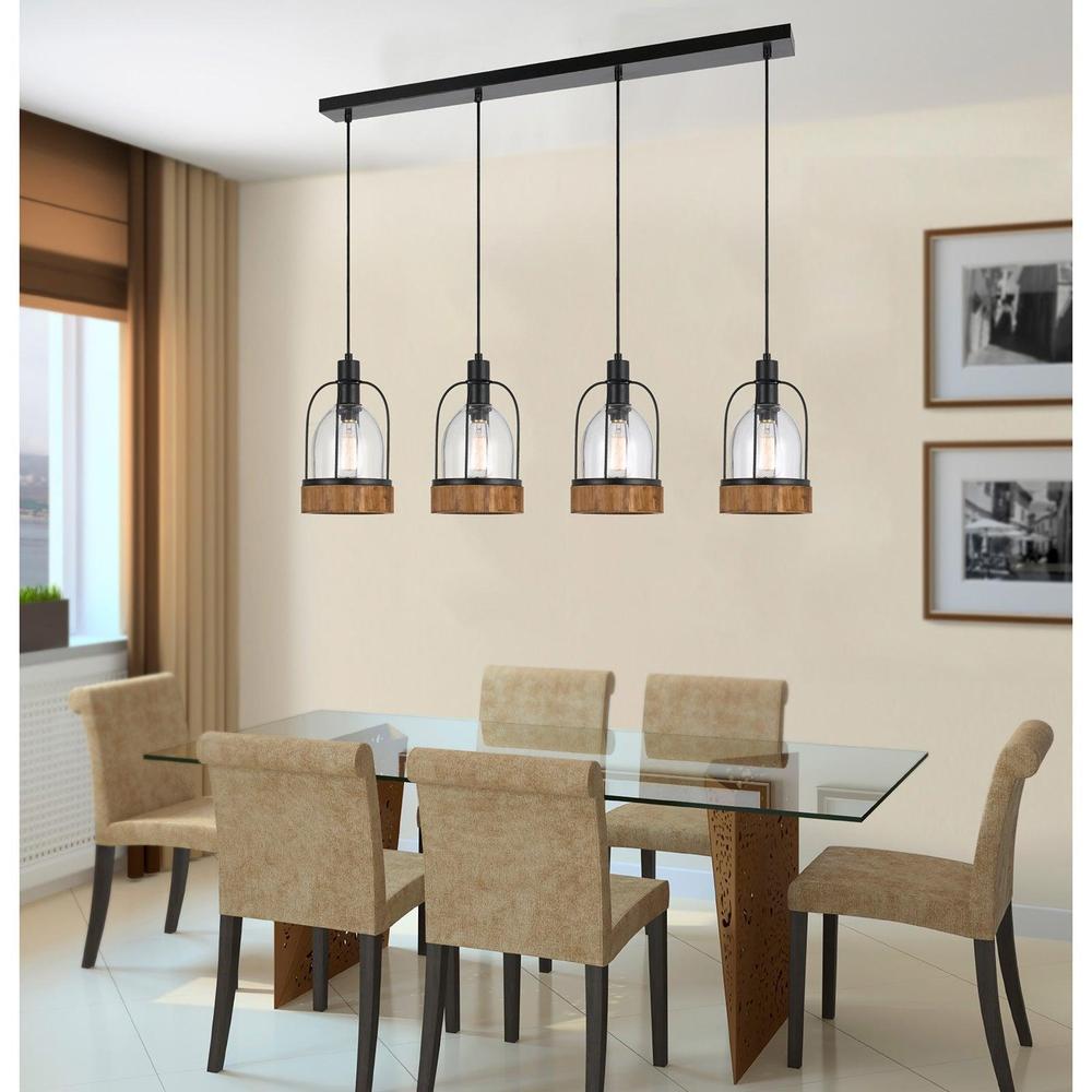 Cal Lighting Beacon 4-Light Island Fixture with Dark Wood Finish