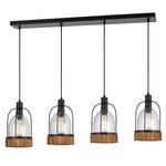 Cal Lighting Beacon 4-Light Island Fixture with Dark Wood Finish