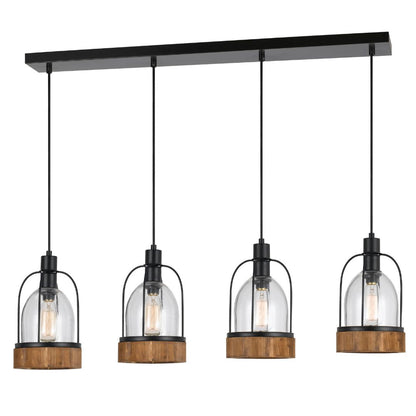 Cal Lighting Beacon 4-Light Island Fixture with Dark Wood Finish