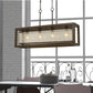 Cal Lighting 4-Light Rubber Wood Rectangular Island Chandelier with Organza Shade