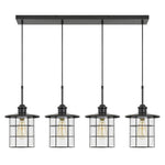 Cal Lighting Silverton 4-Light Metal and Glass Lantern Pendant Light with Edison Bulbs