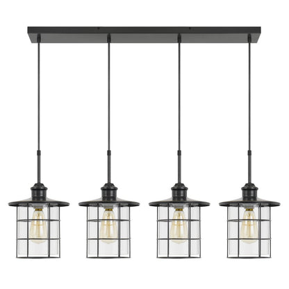 Cal Lighting Silverton 4-Light Metal and Glass Lantern Pendant Light with Edison Bulbs