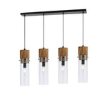Cal Lighting Spheroid 4-Light Island Fixture in Dark Bronze and Wood