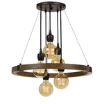 Cal Lighting Martos 5-Light Metal and Wood Chandelier with Edison Bulbs