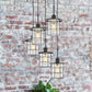 Cal Lighting Silverton 5-Light Metal and Glass Lantern Pendant Light Fixture with Edison Bulbs