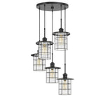 Cal Lighting Silverton 5-Light Metal and Glass Lantern Pendant Light Fixture with Edison Bulbs
