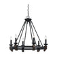 Cal Lighting Cruz 6-Light Metal and Wood Chandelier in Warm Bronze