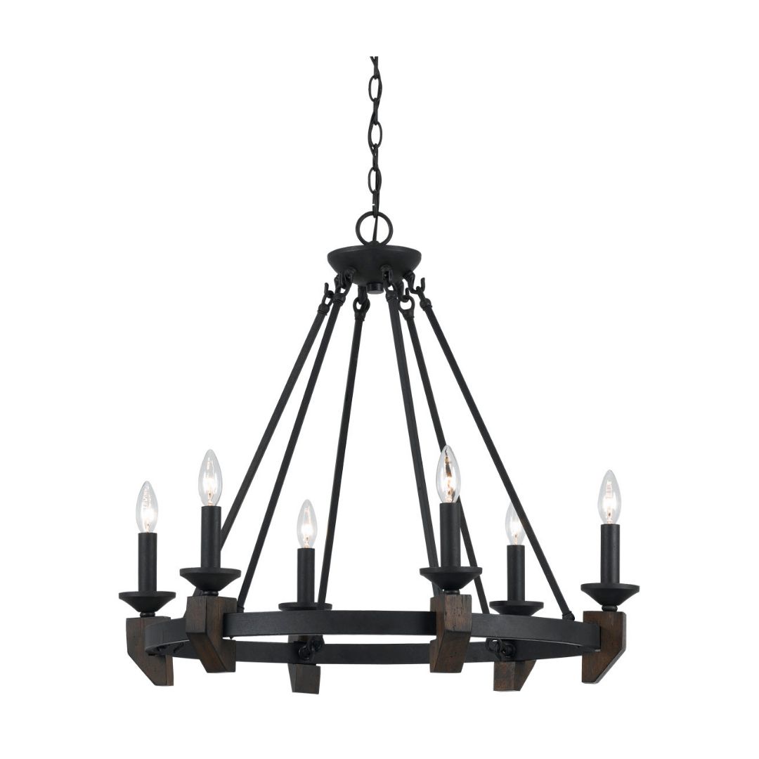 Cal Lighting 60W X 6 Cruz Metal/Wood Chandelier 