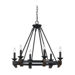 Cal Lighting Cruz 6-Light Metal and Wood Chandelier in Warm Bronze