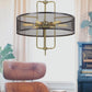 Cal Lighting Leiden 6-Light Metal Chandelier with Mesh Shade in Antique Brass and Black