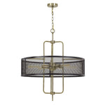 Cal Lighting Leiden 6-Light Metal Chandelier with Mesh Shade in Antique Brass and Black