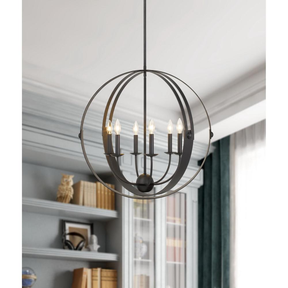 Cal Lighting Valais 6-Light Metal Birdcage Chandelier in Matte Black