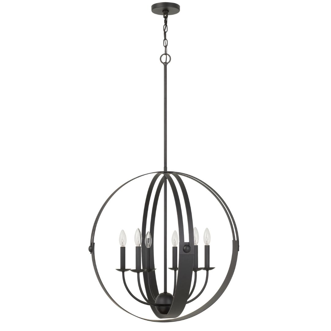 Cal Lighting Valais 6-Light Metal Birdcage Chandelier in Matte Black