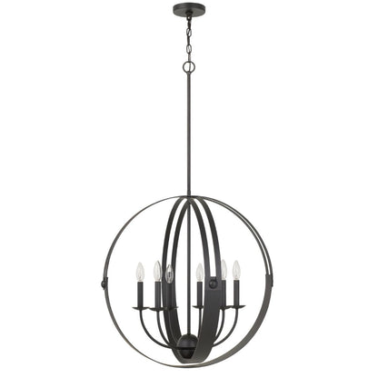 Cal Lighting Valais 6-Light Metal Birdcage Chandelier in Matte Black