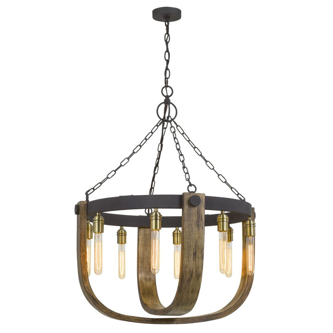 Cal Lighting Apulia 8-Light Metal and Distressed Wood Rustic Chandelier