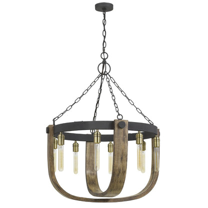 Cal Lighting Apulia 8-Light Metal and Distressed Wood Rustic Chandelier