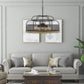 Cal Lighting Akaki 9-Light Metal and Pine Wood Chandelier in Light Oak