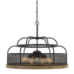 Cal Lighting Akaki 9-Light Metal and Pine Wood Chandelier in Light Oak