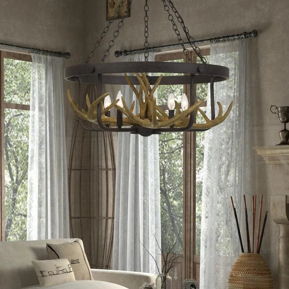 Cal Lighting Angelo 5-Light Metal Antler Chandelier in Iron