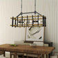 Cal Lighting Bruck 6-Light Metal and Pine Wood Island Chandelier in Iron and Light Oak