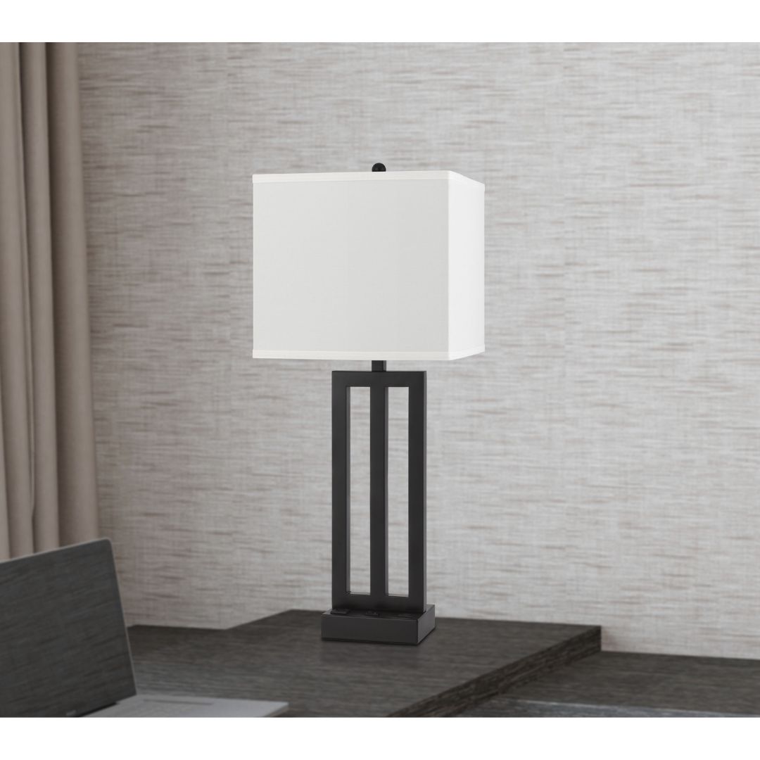 Cal Lighting Cachan Metal Night Stand Lamp with USB Port in Dark Bronze