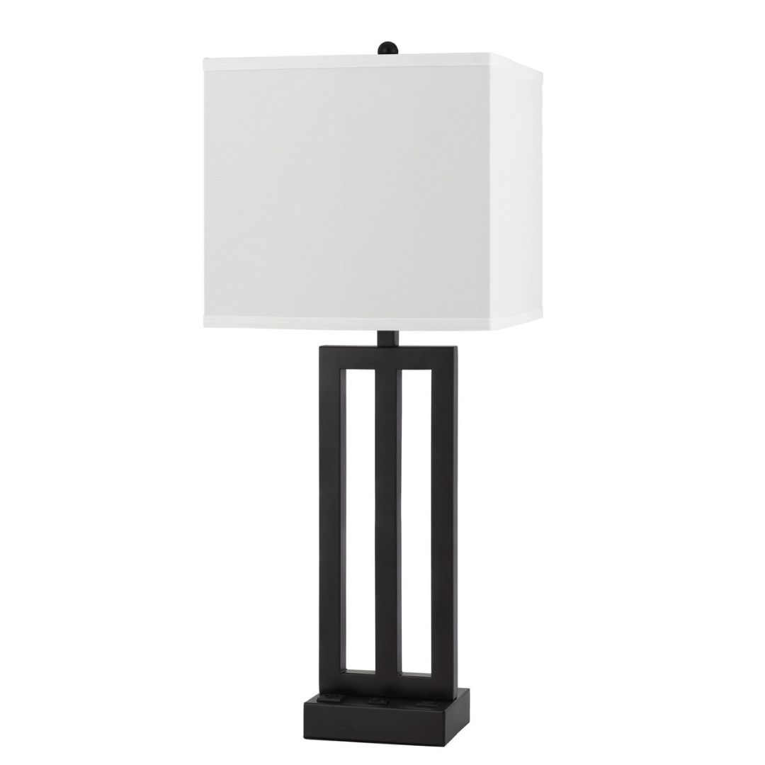 Cal Lighting Cachan Metal Night Stand Lamp with USB Port in Dark Bronze