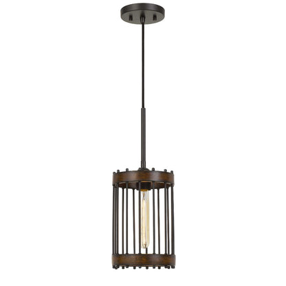 Cal Lighting Cantania Caged Cylinder Metal Pendant Light Fixture