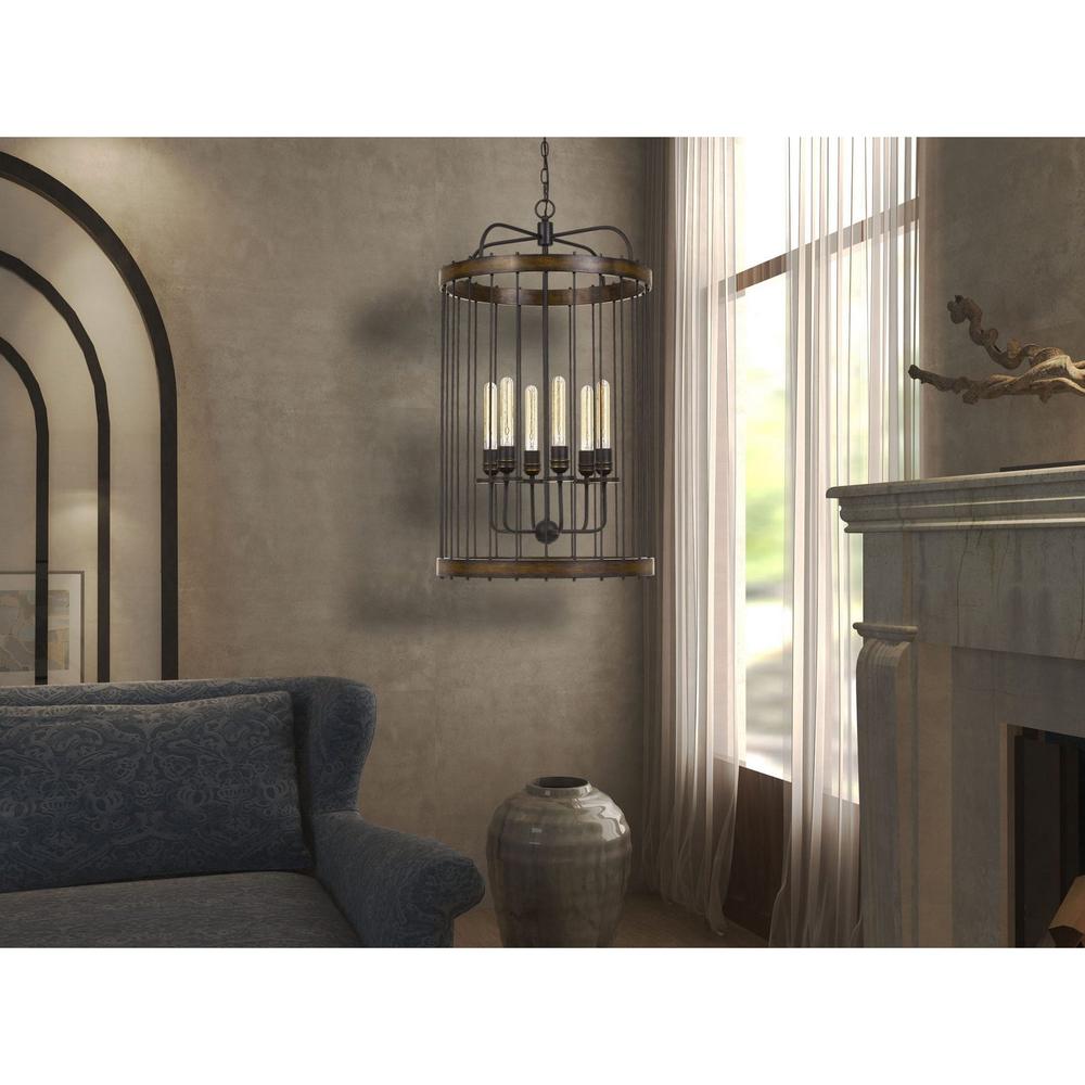 Cal Lighting Cantania 6-Light Metal Circular Cage Pendant Light