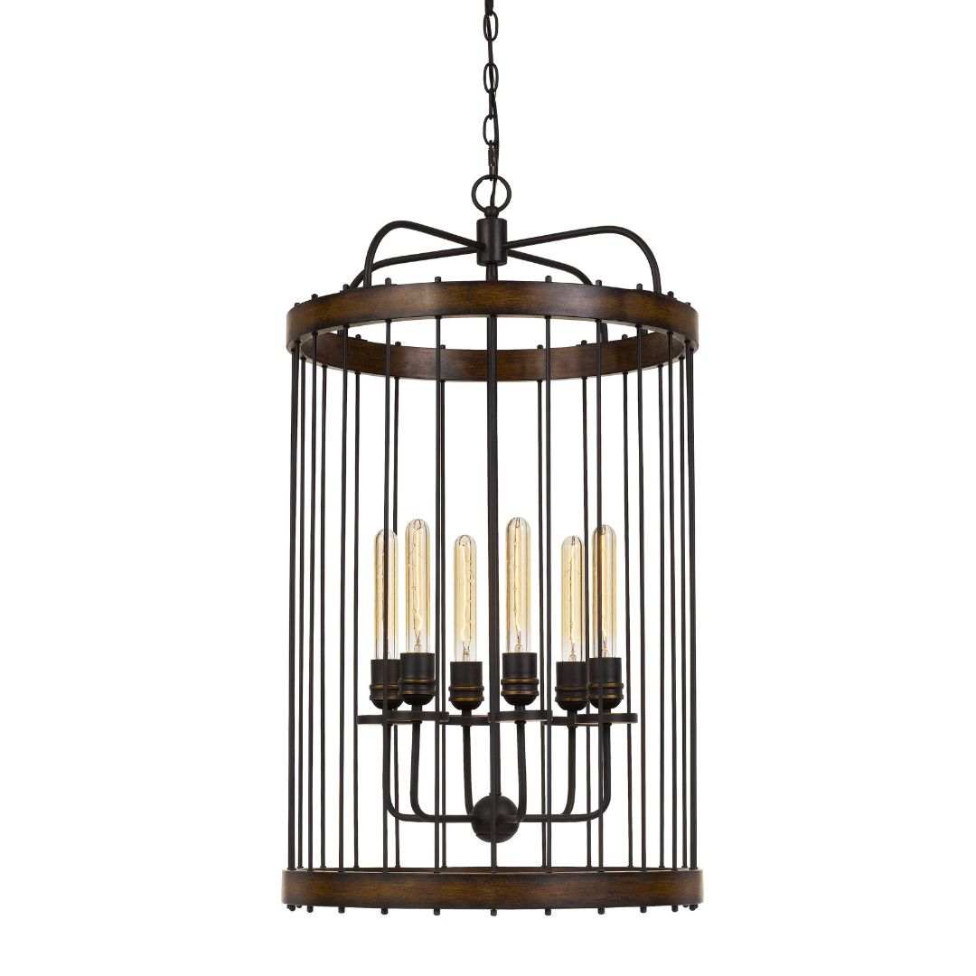 Cal Lighting Cantania 6-Light Metal Circular Cage Pendant Light