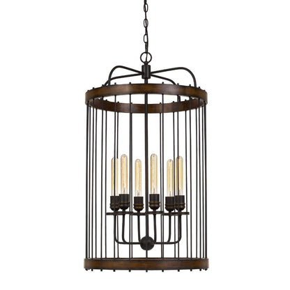 Cal Lighting Cantania 6-Light Metal Circular Cage Pendant Light