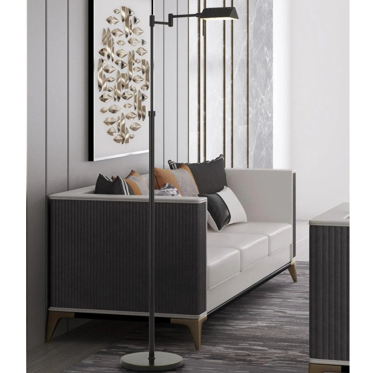 Cal Lighting Clemson Metal LED Pharmacy-Style Floor Lamp with Dimmer Switch in Dark Bronze