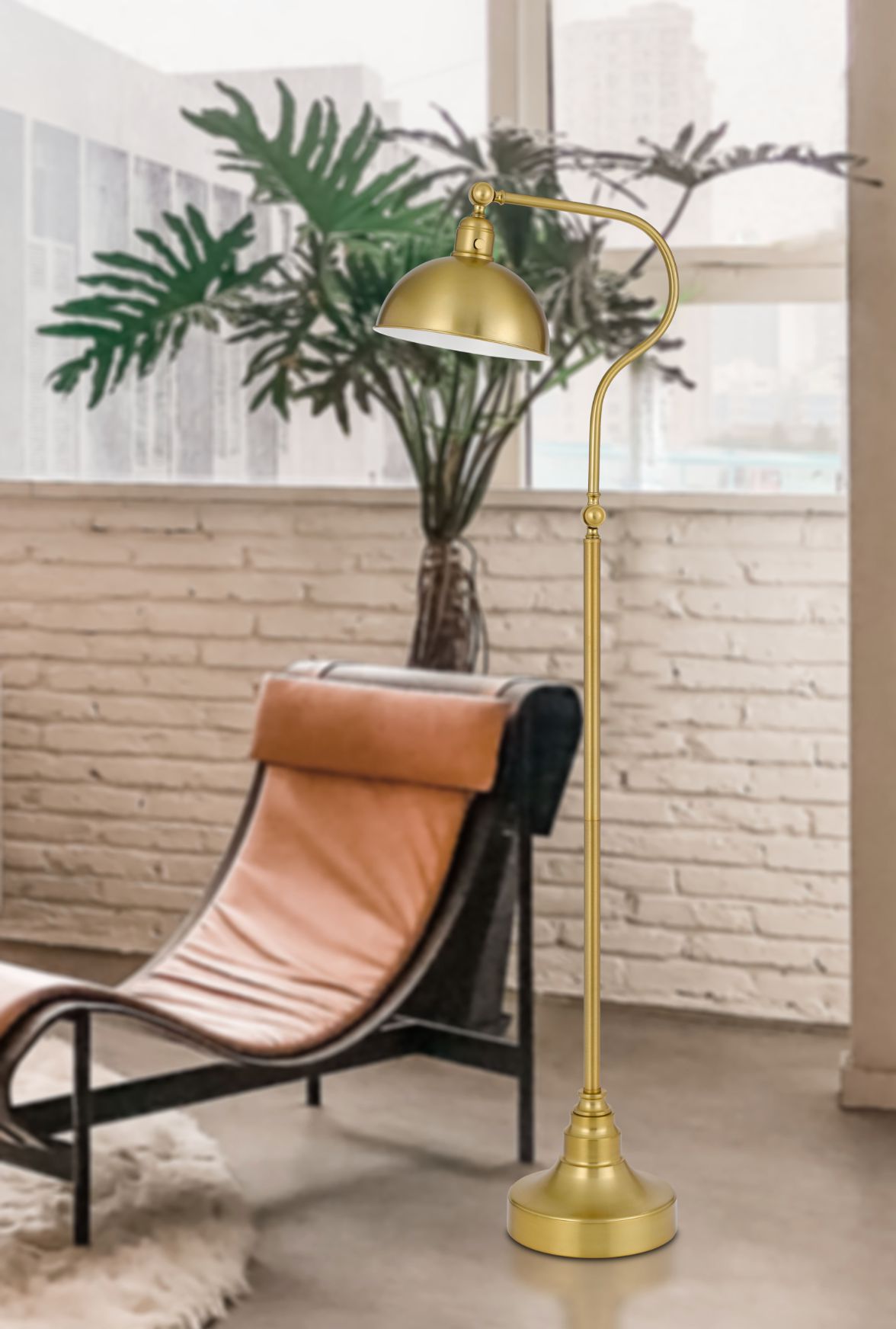 Cal Lighting Industrial Adjustable Metal Downbridge Floor Lamp With Half Dome Metal Shade 