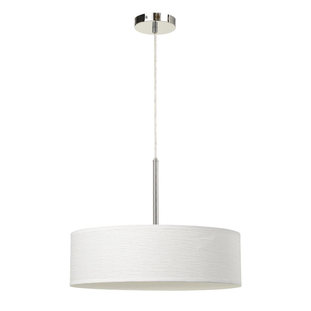 Cal Lighting Led 18W Dimmable Pendant With Diffuser And Hardback Fabric Shade White