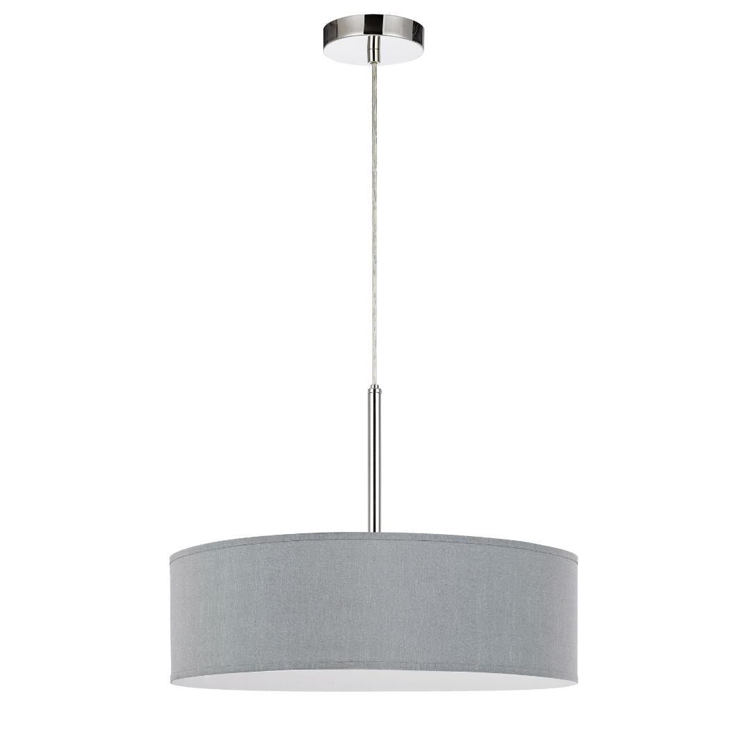 Cal Lighting Led 18W Dimmable Pendant With Diffuser And Hardback Fabric Shade Grey