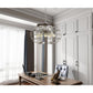 Cal Lighting Liberty 5-Light Metal Chandelier with Grill Shade in Brushed Steel and Wood