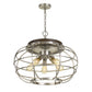 Cal Lighting Liberty 5-Light Metal Chandelier with Grill Shade in Brushed Steel and Wood