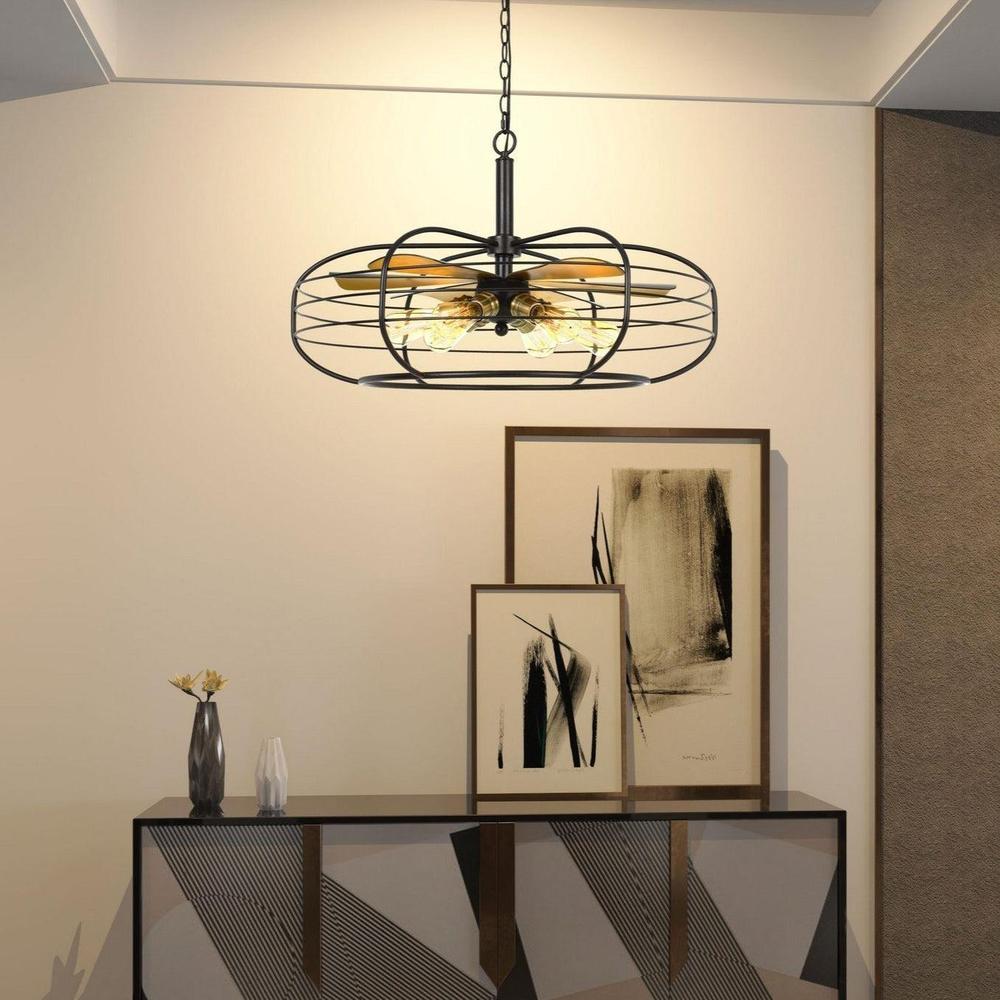 Cal Lighting Margo 6-Light Metal Chandelier with Fan Blade Accents in Dark Bronze