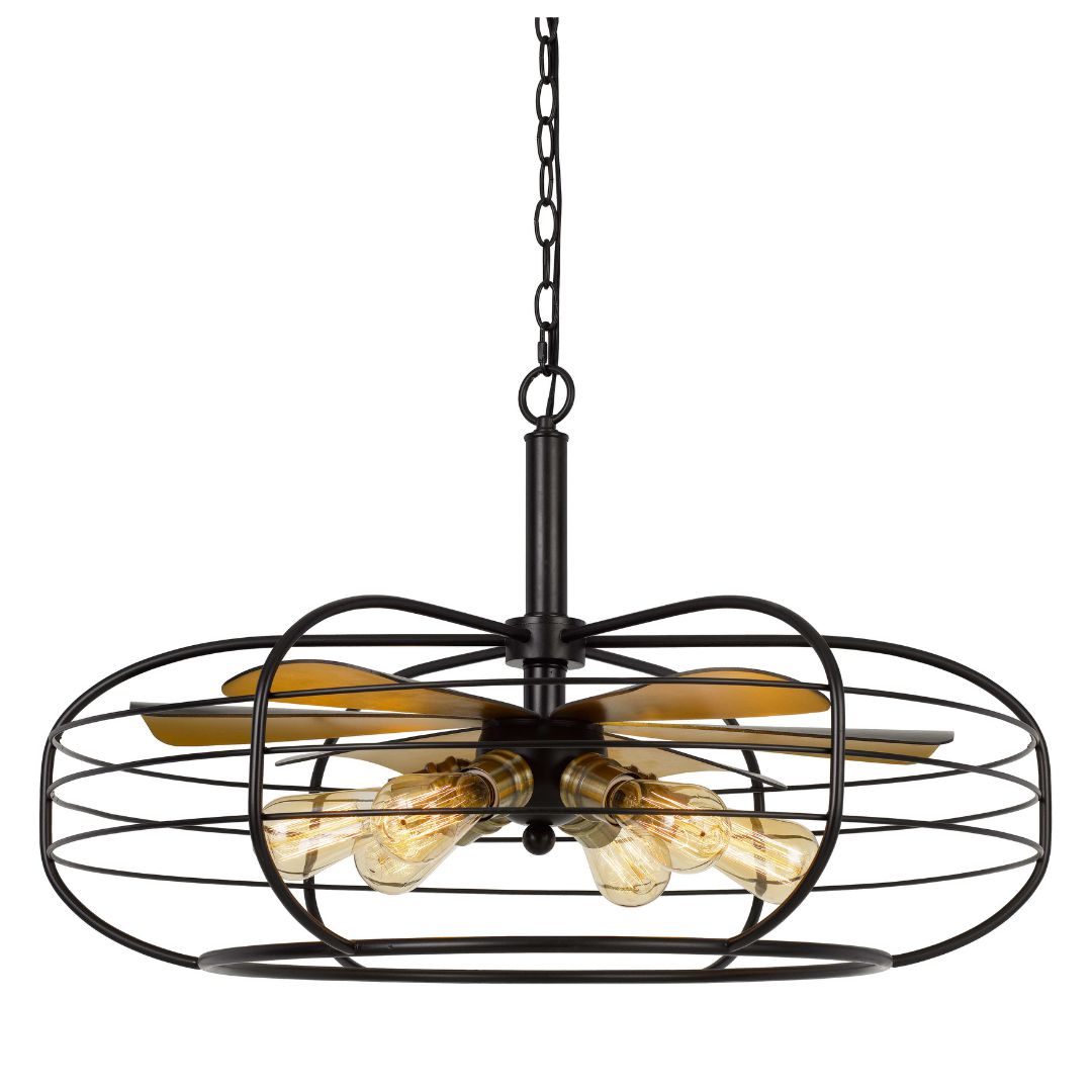 Cal Lighting Margo 6-Light Metal Chandelier with Fan Blade Accents in Dark Bronze