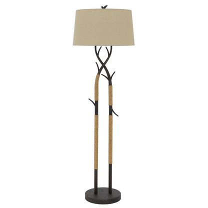 Cal Lighting Pecos Metal Tree Branch Floor Lamp with Wrapped Ropes in Black Iron