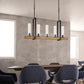 Cal Lighting Vienna 5-Light Pine Wood Island Chandelier in Iron and Light Oak